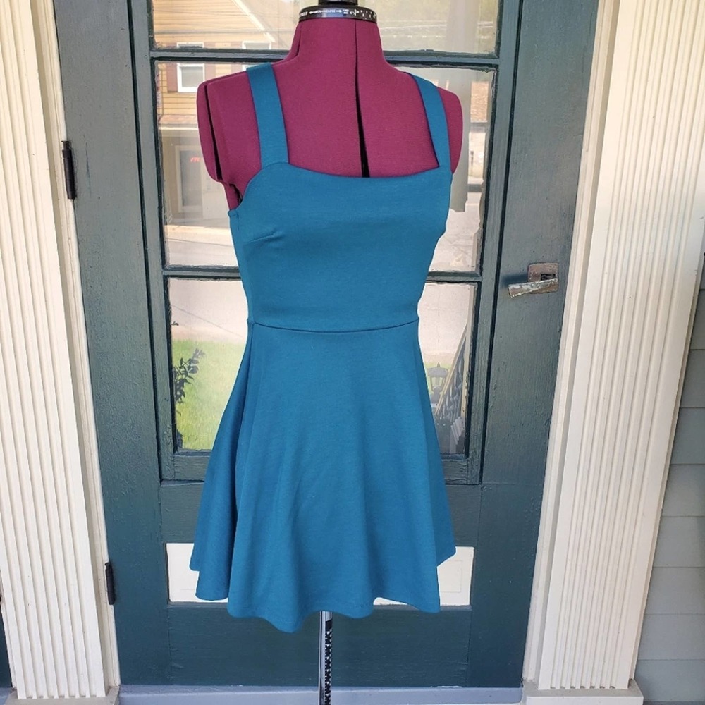 Forever 21 Teal Fit & Flare Skater Dress sz M